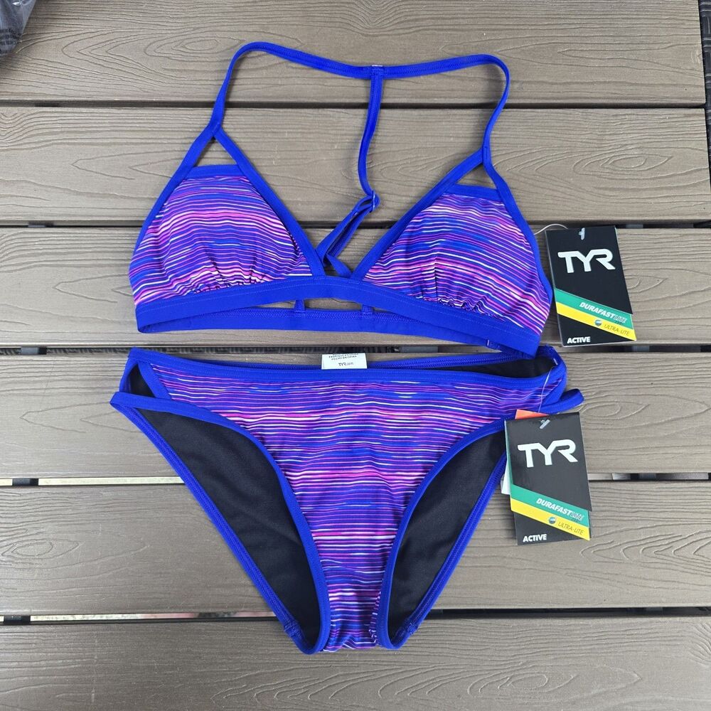 TYR Womens Purple Cyprus Lani Top W/ Bikini Bottom Size XS (0/2) NEW Sample